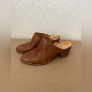 Madewell The Harper Mule Heeled Camel Brown Leather Womens Size 8.5 Slip On